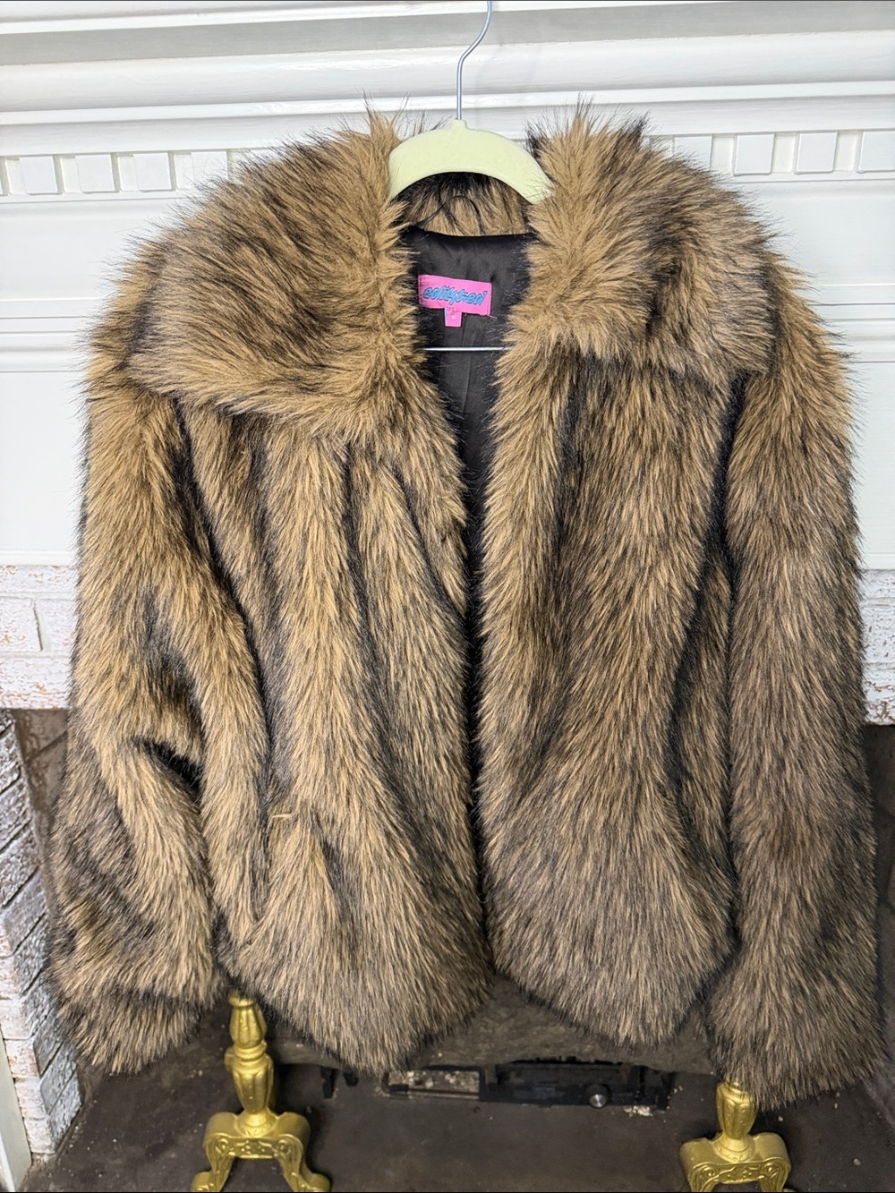 Edikted Size M Women's Faux Fur Jacket - Brown